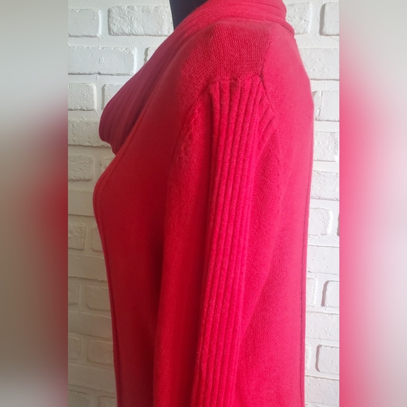 Jones New York Ribbed Knit Cowl Neck Sweater Red Size Large - Picture 9 of 12
